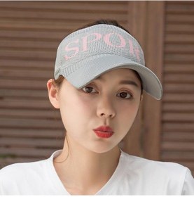 Resim Vizör Şapka Gri Unisex Yazlık Sport Baskılı Güneş Koruyucu Gri 