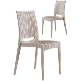 Resim 2 Adet Rattan Cappucino Sandalye / Balkon-Bahçe-Teras Bej 