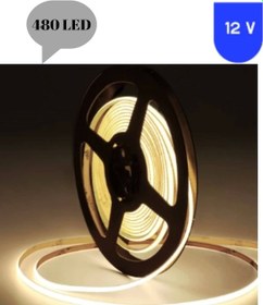 Resim 12 Volt 8 Mm 480 Ledli Esnek Cob Şerit 4000 K Naturel Beyaz Dış Mekan Ip68 5 Metre 