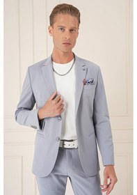Resim Efor Comfort Fit Çift Yırtmaç Fleto Cep Esnek Pamuk Casual Gri Mavi Ceket C 675 Gri - Mavi 