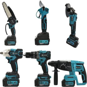 Resim Profesyonel Akülü Süper 6'lı Set, Taşlama, Hilti, Somun Sıkma, Testere 