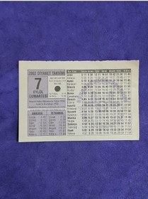 Resim 7 Eylül 2002 Takvim Yaprağı - Nostalji Koleksiyonluk Takvim Yaprağı A 