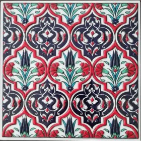 Resim Armada Çini 20x20 Cm ED 309 Kırmızı Madalyon El dekoru Çini Pano 