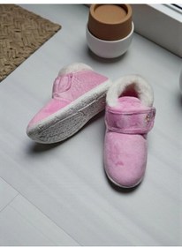 Resim Çocuk Tam Ortopedik Cırtlı Kürklü Kreş Anaokulu Ev Panduf Bot Pembe 