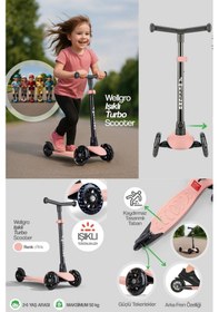 Resim Işıklı Scooter, Ayarlanabilir Yükseklik, Ön Tekerleri Işıklı Çocuk Scooter, Pembe Pembe 