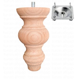 Resim turanahşap Baza Ayağı- Koltuk Ayağı - Sehpa Ayağı- Ahşap Mobilya Ayağı - Uzunluk: 15 Cm Çap: 7.5 Cm 