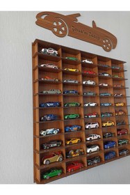 Resim CrDesign Ahşap Oyuncak Araba Rafı 1/64 Araçlar Için (ceviz) 