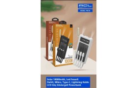 Resim Acl Powerbank 10000 mAh LED Fenerli Çoklu USB Çıkışlı Taşınabilir Şarj Cihazı 