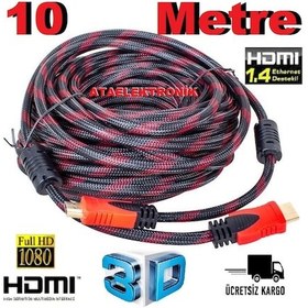 Resim 1.4V Örgülü 10 Metre Full Hd 3D 4K Hdmi Kablo 10 M 10 Metre 
