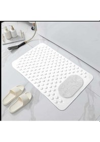 Resim Mainshop Masajlı Vantuzlu Banyo Paspası & Kaydırmaz Zemin Duşakabin Paspası 36x70 Cm M-162 Beyaz 