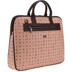 Resim Bilik Deri Monogram Pembe/kahve Unisex Laptop & Evrak Çantası Rh0 001 
