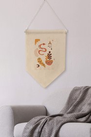 Resim Salon Duvar Dekoru, Pinterest Oda Dekoru, Boho Kanvas Flama Askılı Duvar Örtüsü Ve Süsü NO:466 - Renkli - 11 / 21 x 30 