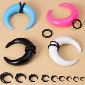 Resim 2 Adet 14G-00G Büyük Boy Bufalo Boynuzu Septum Halkası Piercing Siyah Pembe Beyaz Akrilik Kulak Takıları Tıkaçlar Taper Gerdirici Punk Vücut Takıları 