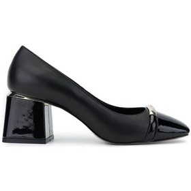 Resim Tamer Tanca Kadın Hakiki Deri Siyah Topuklu Ayakkabı 22 5038 Bn Ayk Sk24-25 Syh Dr/syh Rgn Siyah Deri 