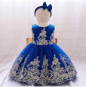 Resim Mavi 0-24m Kırmızı Bebek Kız Elbise Prenses Parti Rop Vaftiz Bebek Kız Yeni Yıl Giysileri 1 Yıl Doğum Günü Partisi Düğün Elbisesi Mavi 