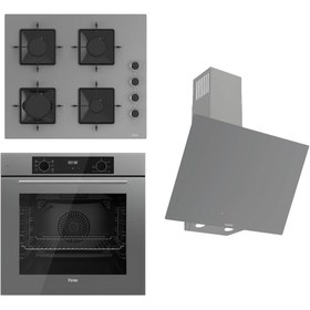 Resim Ferre FRLOWART-SILENTART Serisi Gri Set (SS208 + QBL63CPR +D079-SA ) - Emaye Izgara 