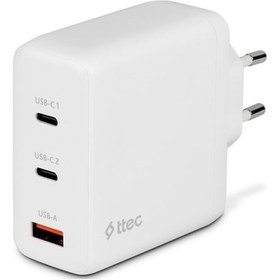 Resim Ttec 2SCG04B Smartcharger Trio Gan 120W PD 2 Usb-C + Usb-A Hızlı Şarj Aleti Beyaz 