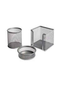 Resim Metal Ofis Seti: Evrak Rafı, Kalemlik, Ataşlık Ve Küpnotluk İçeren Şık Düzenleyici Diğer 