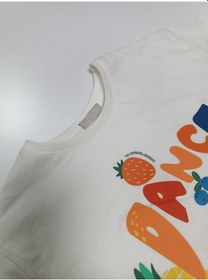 Resim Ekru Bisiklet Yaka Baskılı Kısa Kollu Kız Çocuk Tişört/t-shirt Ekru 