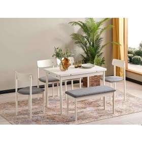 Resim Nehir Mutfak Masa Takımı Beyaz - Gri 