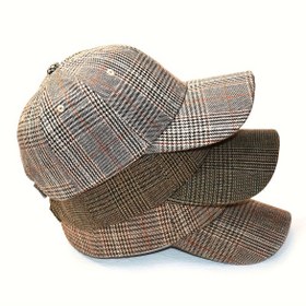 Resim 1 adet Klasik Köpekdişi Desenli Beyzbol Şapkası - Nefes Alabilir, Ayarlanabilir İpli Vintage Ekose Tasarım, İlkbahar & Sonbahar için İdeal Güneş Şapkası, Gri/Beyaz, Kahverengi/Bej, Koyu Gri/Siyah Renklerde Mevcut 