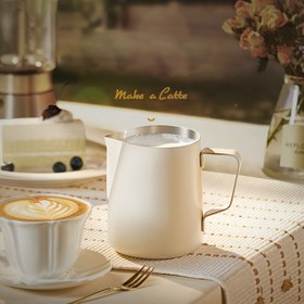 Resim 1 adet Paslanmaz Çelik Süt Köpürtme Sürahisi 12oz/20oz - Espresso, Cappuccino & Latte Art için Mükemmel | Kahve Tutkunları için İdeal Hediye | Rahat Ev & Ofis Kullanımı, Kahve Barı Aksesuarları 
