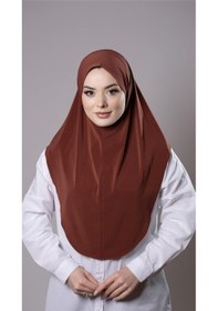 Resim Hürrem Bone Kiremit Pratik Hazır Geçmeli Tesettür Eşarp Sandy Kumaş Düz Hijab 2308 05 