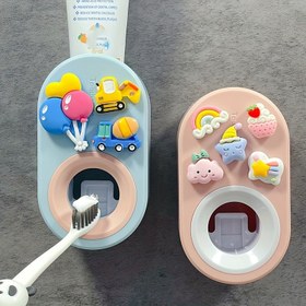 Resim 1 adet Kolay Kurulumlu Duvara Monte Diş Macunu Sıkacağı - Sevimli 3D Tasarım, Delme Gerektirmez, Çıkarılabilir & Yıkanabilir, İz Bırakmayan Yapıştırıcı - Banyo Düzeni İçin Mükemmel, Açık Mavi & Pembe Renklerde Mevcut 