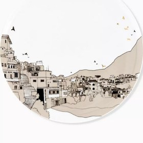 Resim Naseem Porselen Kek Standı, 22 Ayar Altın Detaylı - Beyaz 