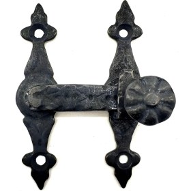 Resim Antika Tarz Dekoratif Pirinç Kapı, Pencere Mandalı - 82X65 Mm, Oksit ( Lisinya ) 