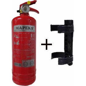 Resim Kkdavm 1kg Mapeks Kuru Kimyevi Tozlu Tse Belgeli Yangın Tüpü ve Plastik Aparatı 2li Set 