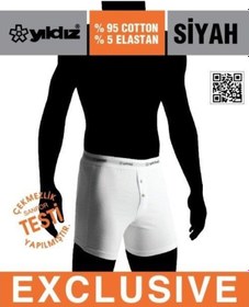 Resim Yıldız 111 Siyah Likralı Uzun Boxer 