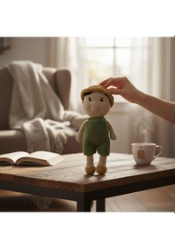 Resim El Yapımı Amigurumi Erkek Oyuncak Bebek Yeşil 