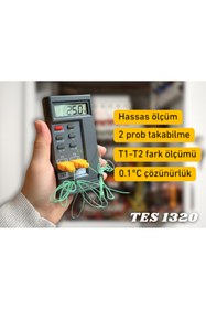 Resim Genel Markalar TES 1320 İki Girişli K Tipi Prob Okuyucu | Hassas 