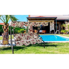 Resim Viphomeconcept 3 Kişilik Süngerli Bahçe Salıncak Minderi Kılıfı Ingiliz Gülü Çok Renkli 