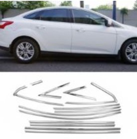 Resim Ford Focus 2012 2017 Sedan Cam Çerçevesi Set - Focus 3 Sd Cam Çeçrvesi Krom 