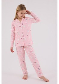 Resim Rolypoly Kız Çocuk Pembe Gömlek Pijama Takımı 5274-48723 Pembe 