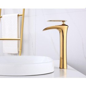 Resim İsaoğlu Yapı Şelale Lavabo Bataryası Gold Çanak Lavabo Bataryası Şelale Akışlı Altın Lavabo Musluk Banyo Batarya Gold 