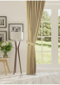 Resim Cheap's Home Petek Dokulu Kadife Dokuma Sık 1 X 3 Pileli Fon Perde Vizon 