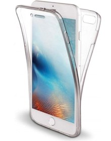 Resim Apple iPhone 8 Plus Uyumlu 360° Ön Arka Tam Koruyucu Şeffaf Silikon Full Body Kılıf 