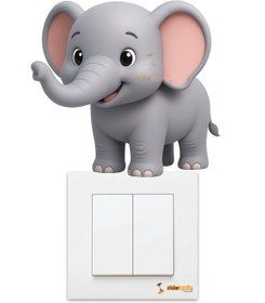 Resim Sevimli Fil, Sevimli Zürafa, Sevimli Aslan, Sevimli Su Aygırı 3D Priz Duvar Çocuk Odası Sticker Seti - 12x13 cm / Renkli / Priz Sticker 