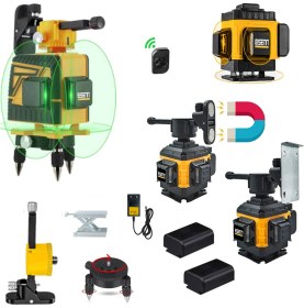 Resim Eisenn Germany 12 Köşe 360 Derece Artı Lazer Terazi Distomat 2 Akülü Kumandalı Mıknatıslı 40 mt Menzil Yeşil Çizgi 