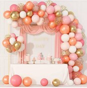 Resim Pembe Tonlarında Rosegoldlu Balon Zincir Seti 