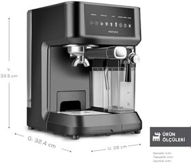 Resim Karaca MyCaffe Barista S10 Entegre Süt Hazneli, Espresso, Latte ve Cappuccino Makinesi Matte Black 