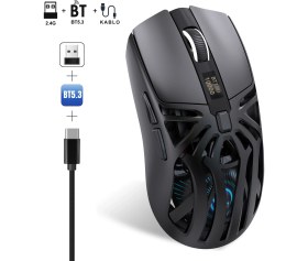 Resim HXSJ T400 Kablosuz 3 Modlu Dijital Göstergeli 650 Mah Batarya - Makrolu Oyuncu Mouse 