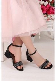 Resim Kiko 761 Çatlak Günlük Kız Çocuk 3 Cm Topuk Sandalet Ayakkabı Siy Siyah 