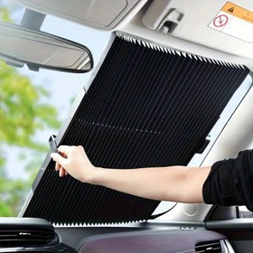 Resim UV Koruyucu Araba Güneşlik - Katlanabilir Ön Cam & Arka Cam Perdesi, Tüm Sezonlar İçin Yansıtıcı Alüminyum Film, Yüksek Kaliteli Emme Kupaları ile Kolay Kurulum 