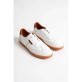Resim Navro Erkek Beyaz Hakiki Deri Casual Sneaker Ayakkabı 