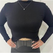 Resim selaybutik Siyah Taşlı Crop 