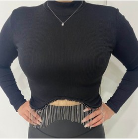Resim selaybutik Siyah Taşlı Crop 
